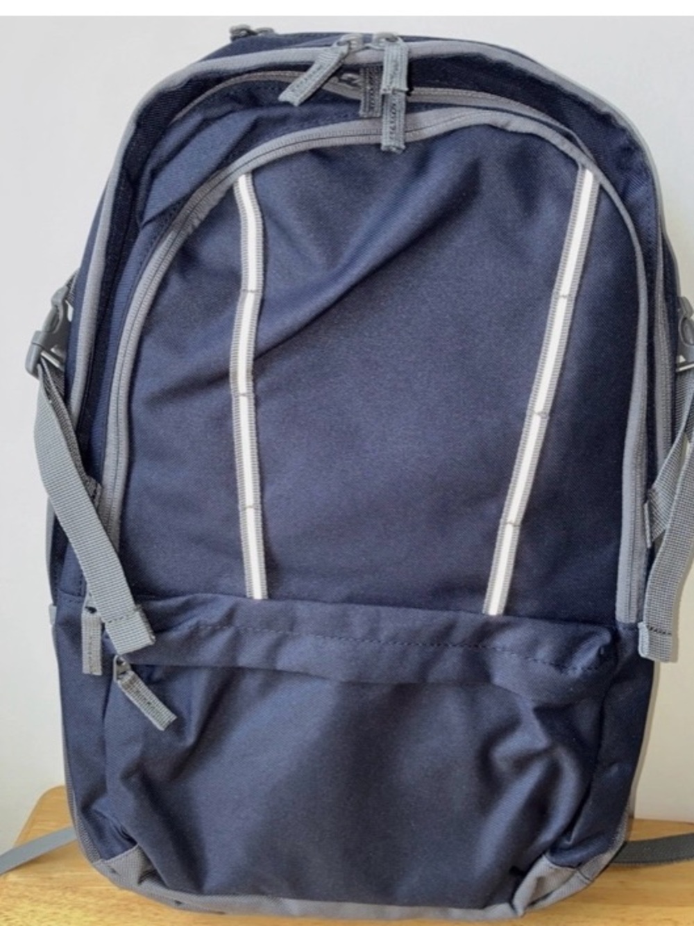 Lands End Kids ClassMate Large Backpack featuring Navy gray trim reflective stri